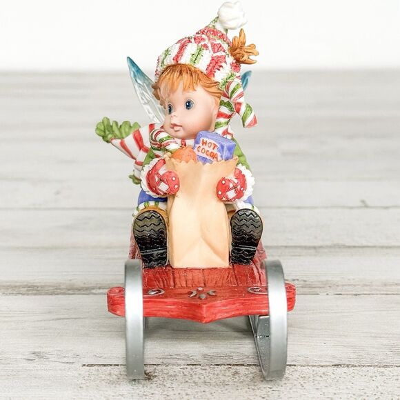 My Little Kitchen Fairies Christmas HOLIDAY SHOPPER FAIRIE 4010983 Sled Figurine - Picture 3 of 15
